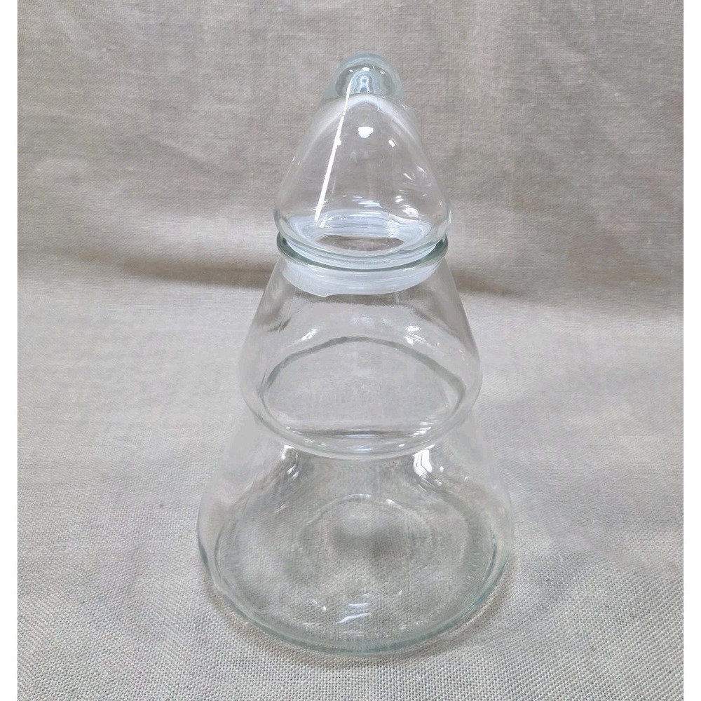 Vintage Anchor Hocking Christmas Tree Shape Clear Glass Canister USA 9.5" Tall